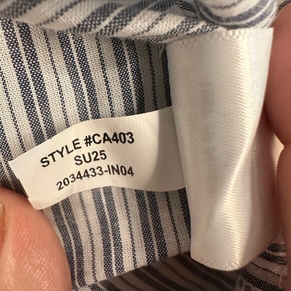 J.Crew Flutter Sleeve Top WMNS S White Blue Striped Ruffled Crewneck Sleeveless - Picture 9 of 10